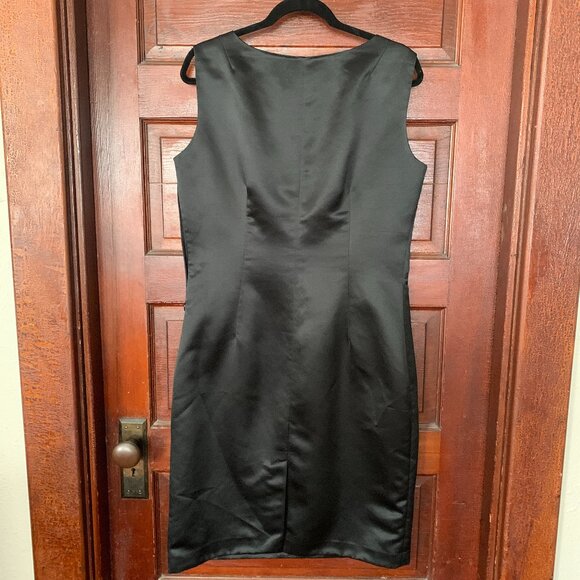 Worthington Black Satin Sheath Dress 14 updated pics - Picture 2 of 7